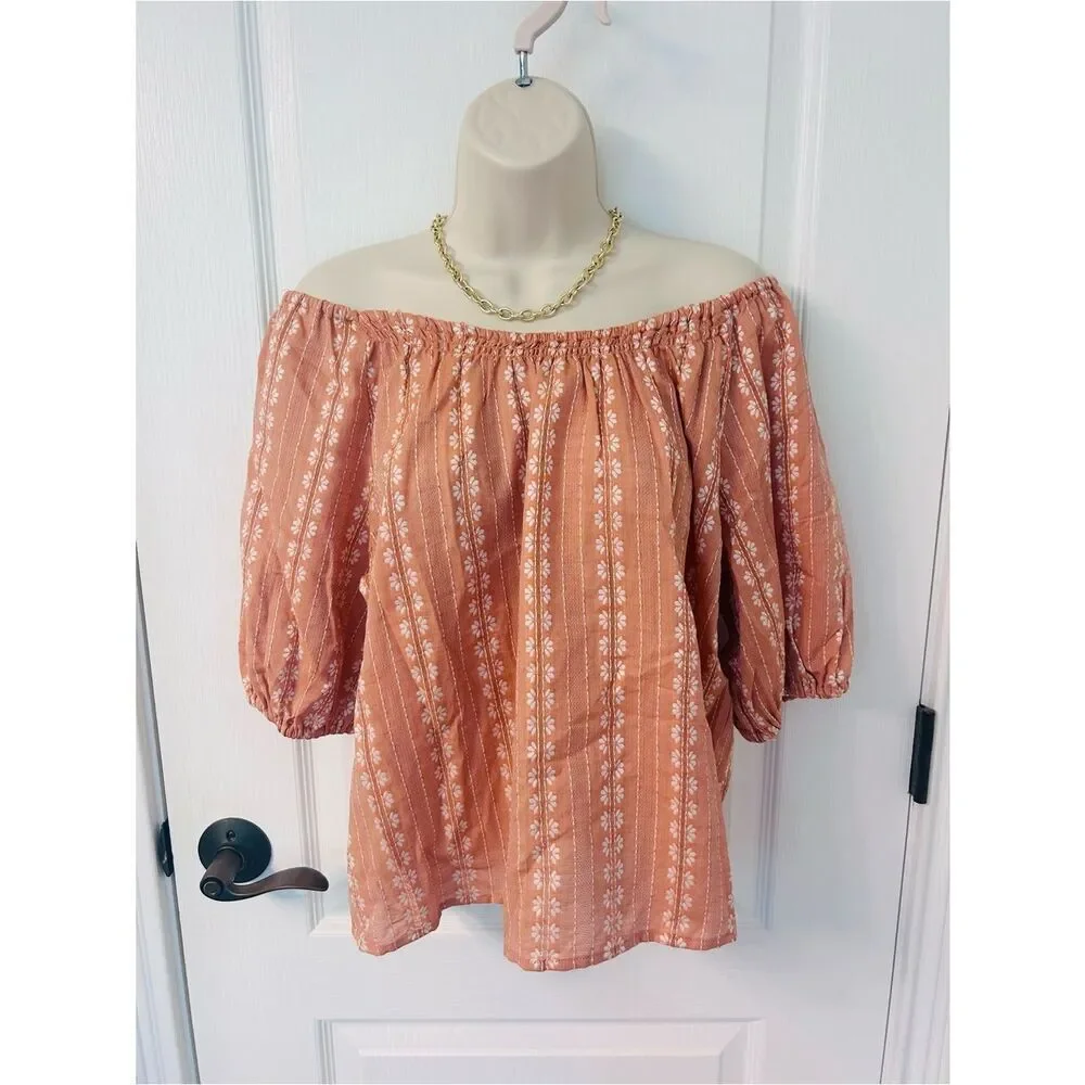 NWT Madewell Puff Sleeve Swing Top in Floral Striped Jacquard!